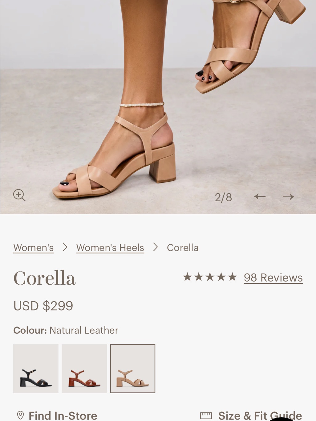 Bared Corella Women’s Tan Strappy Block Heel Sandal Size 39 — image 5 of 8